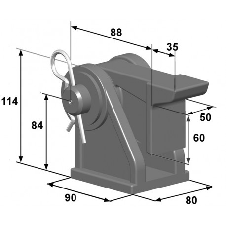 Charnière de ridelle arrière pour benne 19T - K650001