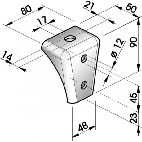 GOUSSET DE CHASSIS 80 ACIER BR