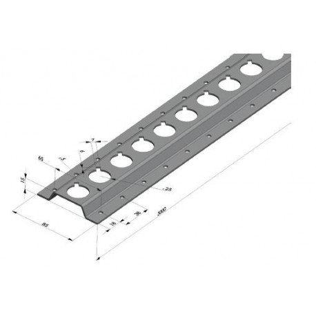 Rails d’arrimage trous rond Acier zingué - T100120