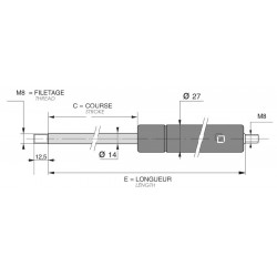 VERIN GAZ 14M F1300C350L755