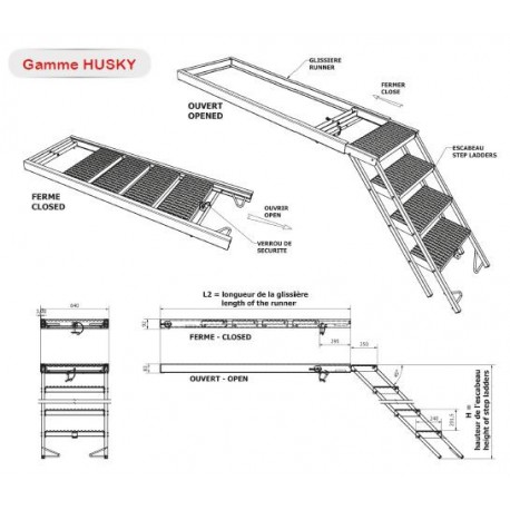 Coulisse d'escabeau de déménageur 7 marches - G750855