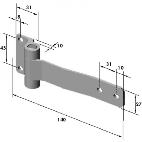 CHARNIERE ACIER ZING 140X27