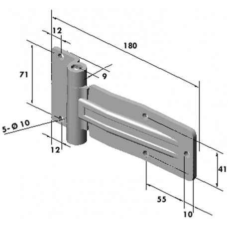 CHARNIERE ACIER ZING 180X41 E