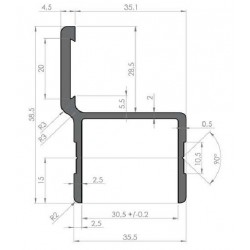 Profil Alu d'encadrement largeur 30.5 Avec battue - D000221