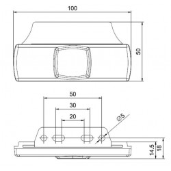 Feu de position à LEDS Blanc avec Support 90°- I450403