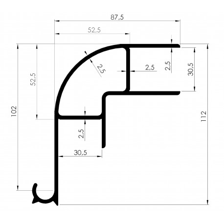Profil d'Angle SUPERIEUR Ep 30mm, Gouttière Intégrée - D800080