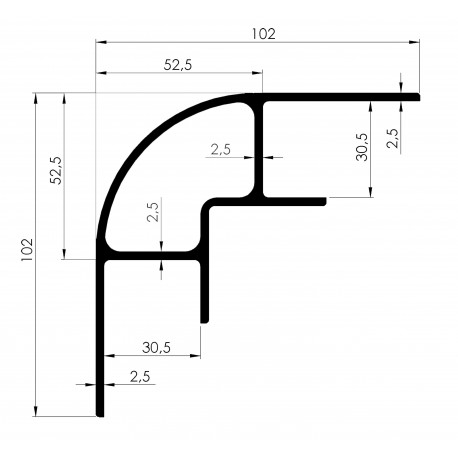 Profil d'Angle SUPERIEUR Ep 30mm, Gouttière Intégrée - D800080