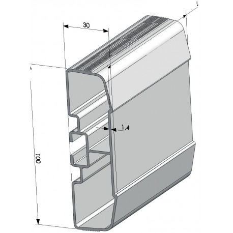 PROFIL PC ALU BRUT L5000 mm-E000050