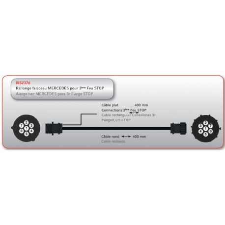 Rallonge pour chassis Ford Transit L.180mm - avec fil pour 3ième feu stop - ref. I852384
