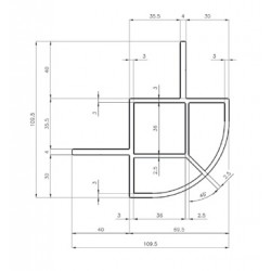 D850080 - PROFIL DE POTEAU ARRIERE ARRONDI / Longueur 6m