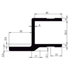 D800520 - PROFIL ALU ENCADR.Brut 30.5mm+Ba