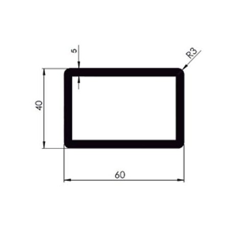 D800530 - PROFIL TUBULAIRE RECTANGLE 60x40 mm D800530 - PROFIL TUBULAIRE RECTANGLE 60x40 mm