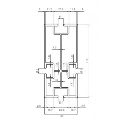 D850060 - LONGERON HAUTEUR 110/ ALU BRUT / Longueur 5,8m