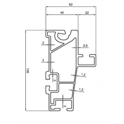D850010 - PROFIL DE RIVE LATERAL-PLANCHER ALU/ Longueur 4,9m