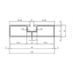 D850054 - PROFIL DE FACE AVANT SUPERIEUR RAINURE (partie porte échelle) Long6,5m
