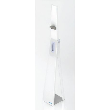 DISTRIBUTEUR SUR PIED EN INOX AVCE POUSSOIR A COUDE ET BOITE A GANTS POUR GEL HYDRO ALCOOLIQUE-W200155