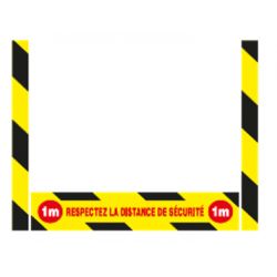 KIT DE MARQUAGE AU SOL "RESPECTEZ LA DISTANCE DE SECURITE" (1 bandeau 1000x200mm + 2 bandes 80x1000mm)-W200500