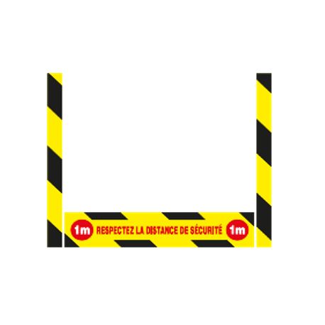KIT DE MARQUAGE AU SOL "RESPECTEZ LA DISTANCE DE SECURITE" (1 bandeau 1000x200mm + 2 bandes 80x1000mm)-W200500