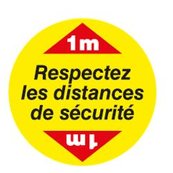 KIT DE MARQUAGE AU SOL "RESPECTEZ LA DISTANCE DE SECURITE" (1 sticker Ø1000mm)-W200504