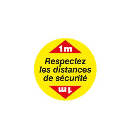 KIT DE MARQUAGE AU SOL "RESPECTEZ LA DISTANCE DE SECURITE" (1 sticker Ø1000mm)-W200504