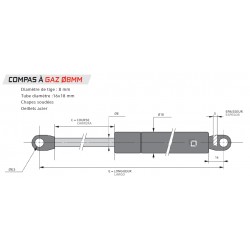 J990326 - COMPAS A GAZ DIA 8MM F350 C200 L495