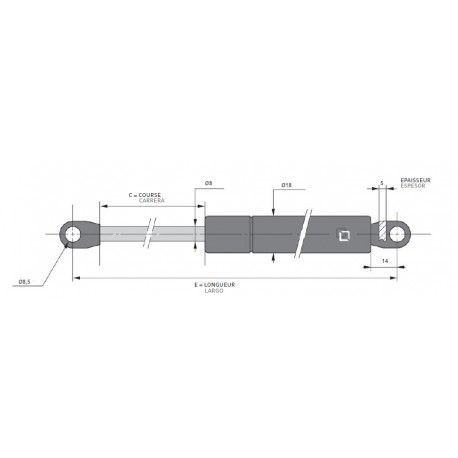 J050140 - VERIN GAZ 8M F400-C160-L405