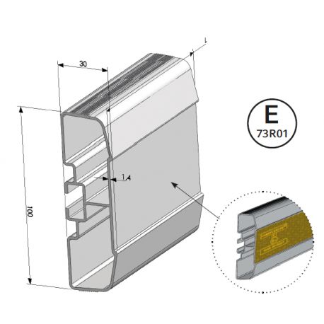 PROFIL PARE CYCLISTES ALUMINIUM BRUT L3200mm-E000033