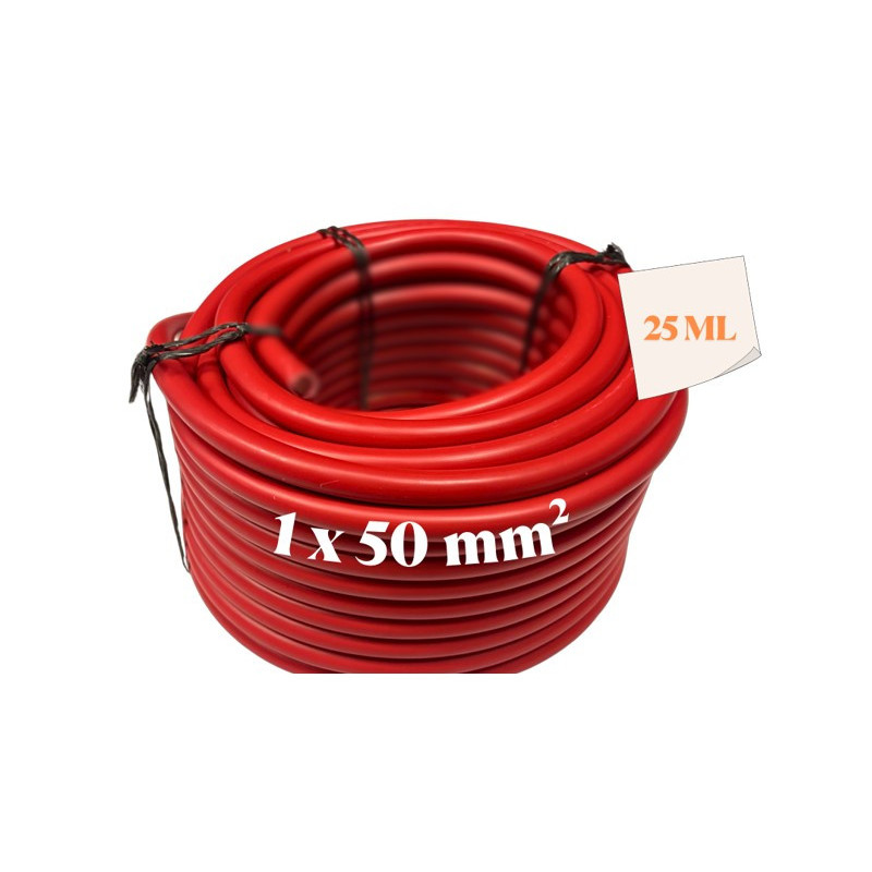 Câble électrique, fil souple 50mm², 25M , Rouge - I852661C25 Câble électrique, fil souple 50mm², 25M , Rouge - I852661C25