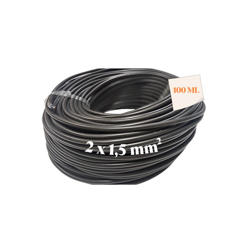 I852700C100 - CABLE ELECTRIQUE / FIL 2x1,5mm Noir (100M)