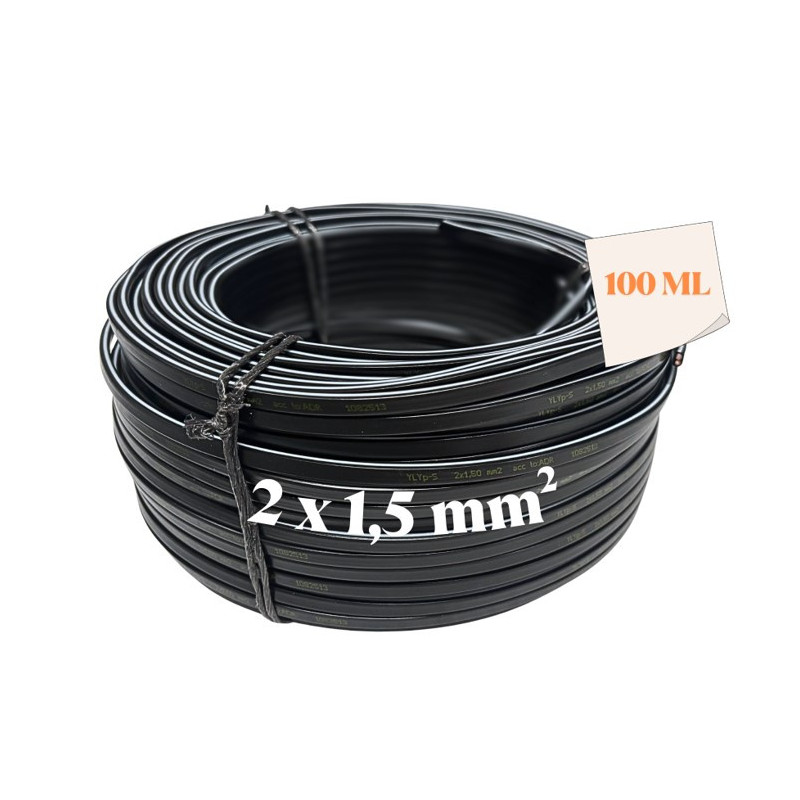 CABLE PLAT 2X15 NOIR L100