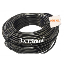 I852720C100 - CABLE ELECTRIQUE / FIL 3x1,5 mm Noir (100m) Rouleau : 100M de câble électrique 3x1.5mm², fil souple Noir