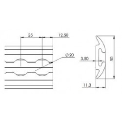 RAIL ALU AERO/poser L2000mm/largeur 50mm/Epaisseur 11,3mm- T100622