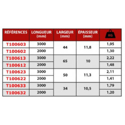 RAIL ALU AERO/poser L3000mm/ largeur 50mm/Epaisseur 11,3mm - T100623